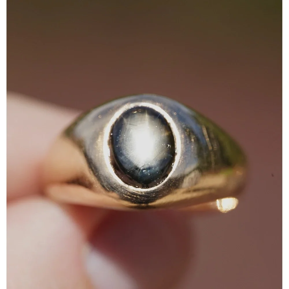 Men's Vintage 10k Solid Yellow Gold Natural Star Sapphire Ring - Size 10 8.61g